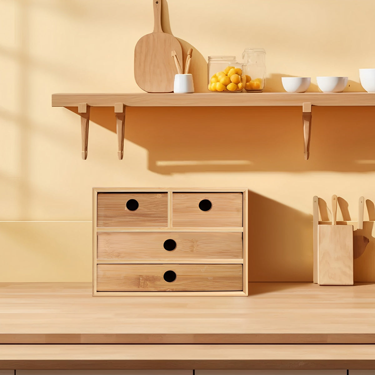 Bamboo Four-Drawer Desktop Storage Box – HEARTDECO