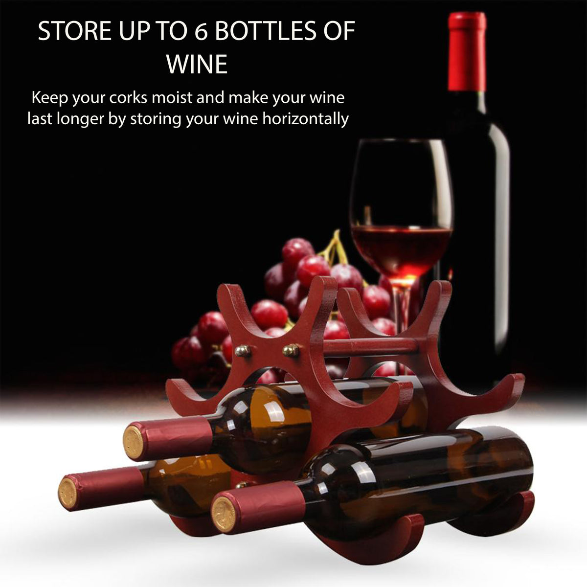 Wine Rack - Wooden Wine Rack 6 Slots –