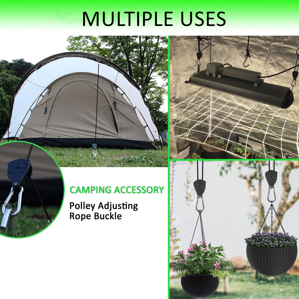 Adjustable Rope Buckle, Simple Picnic Pulley Rope Buckle Tent