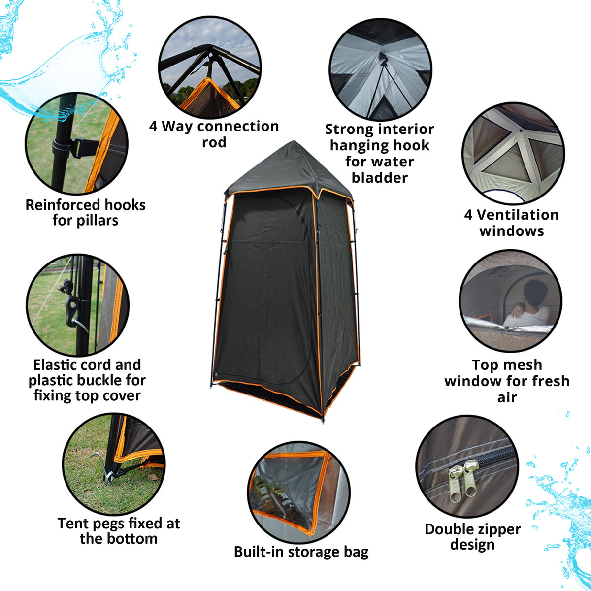 Outdoor Shower Camping Privacy Tent With Shower Bag HEARTDECO