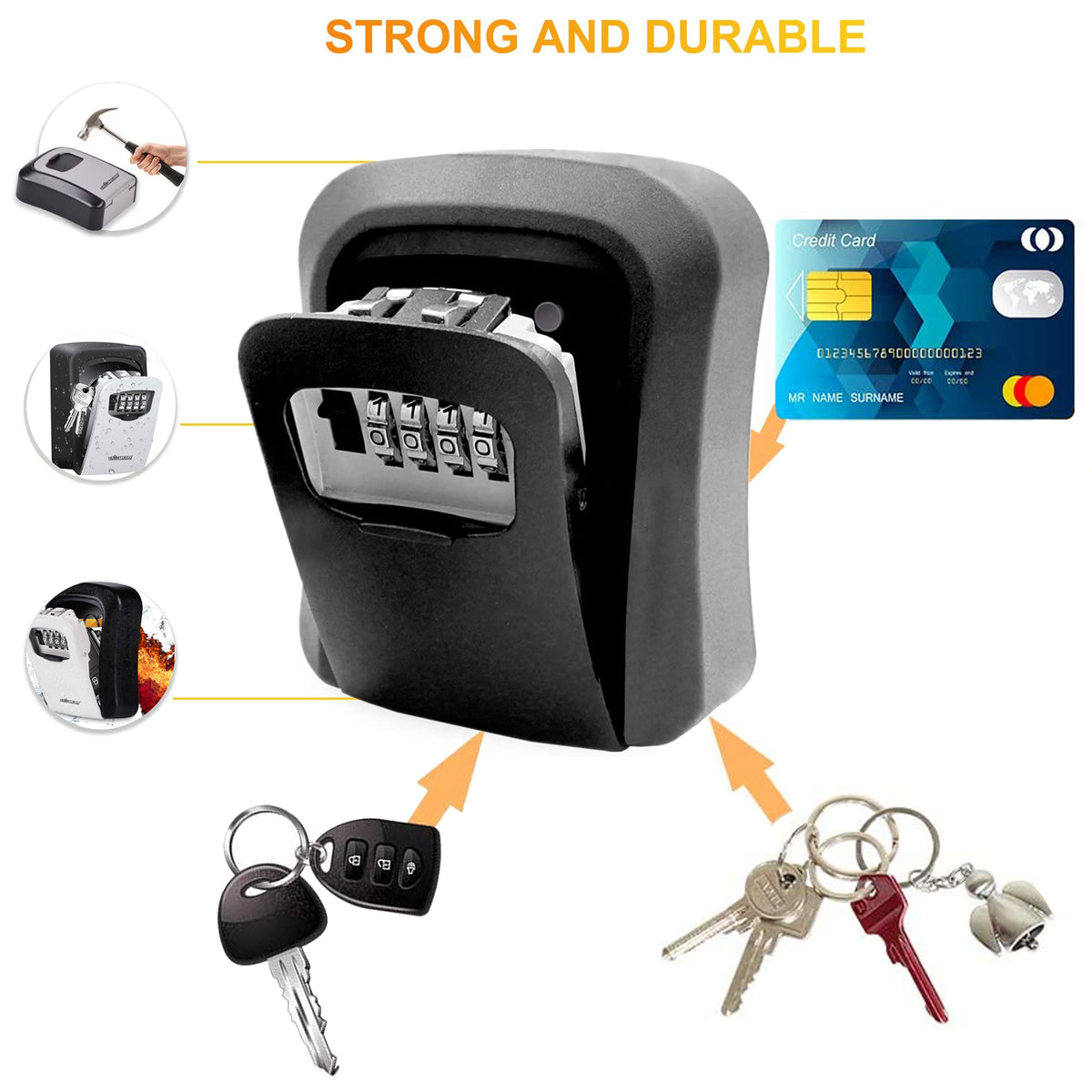 Wall Mounted Aluminium Key Lock Box-Black – HEARTDECO
