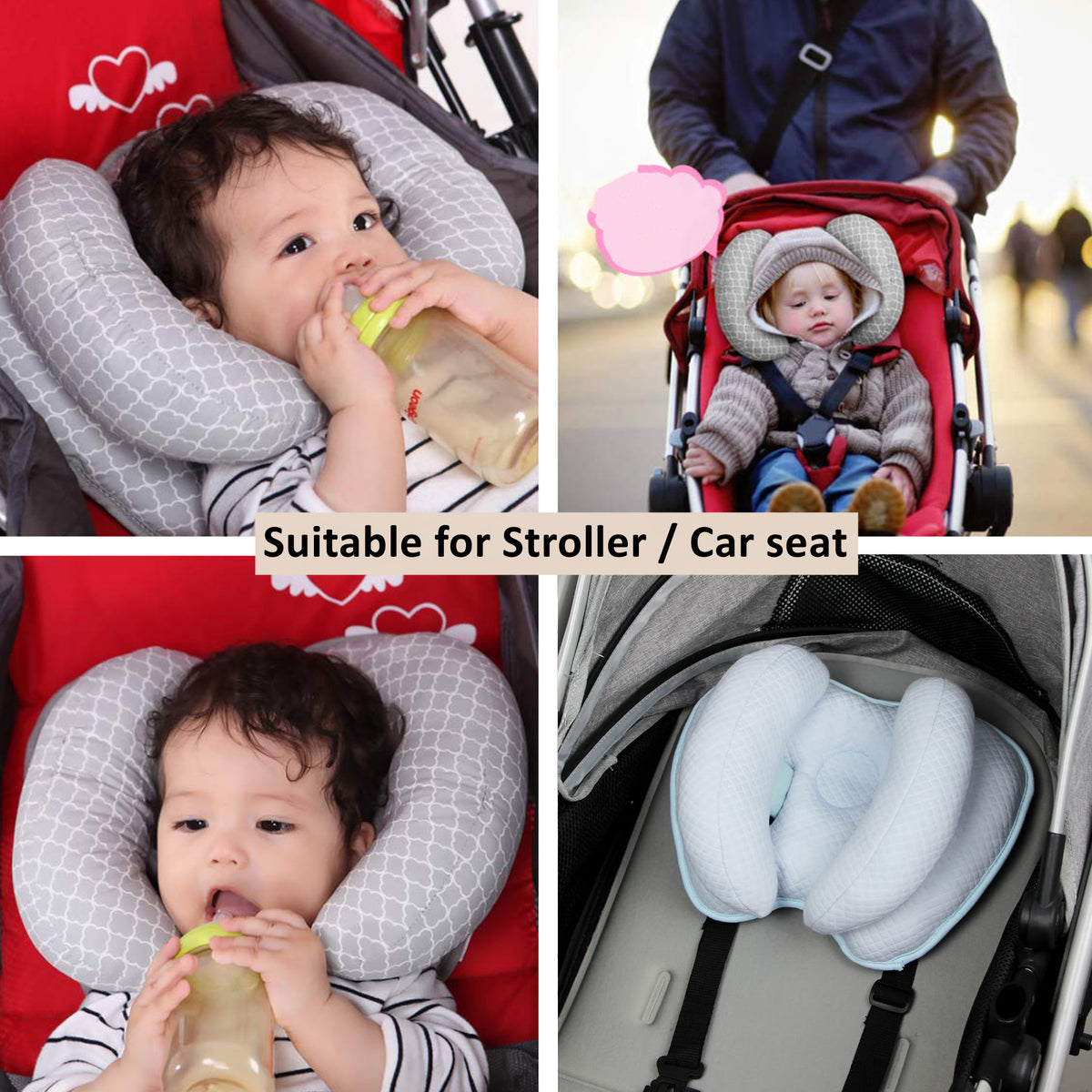 Baby Stroller Car Seat Neck Support Travel Pillow HEARTDECO