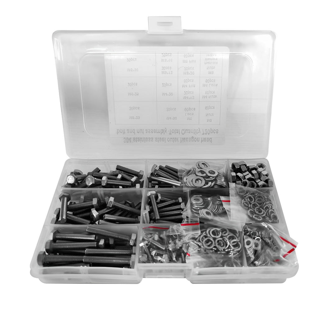 328Pcs Stainless Steel M6/M8/M10  Hex Bolts Nuts  Set Kit