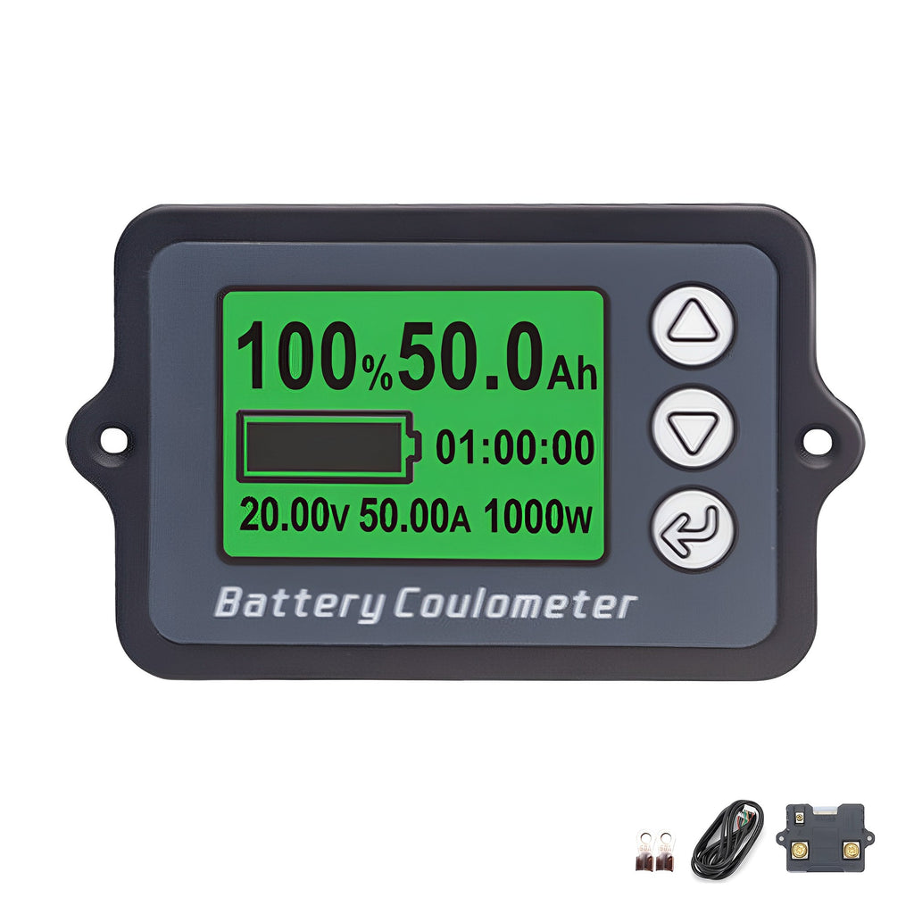 12V 50A Battery Power  Monitor Coulomb Counter with LCD Display