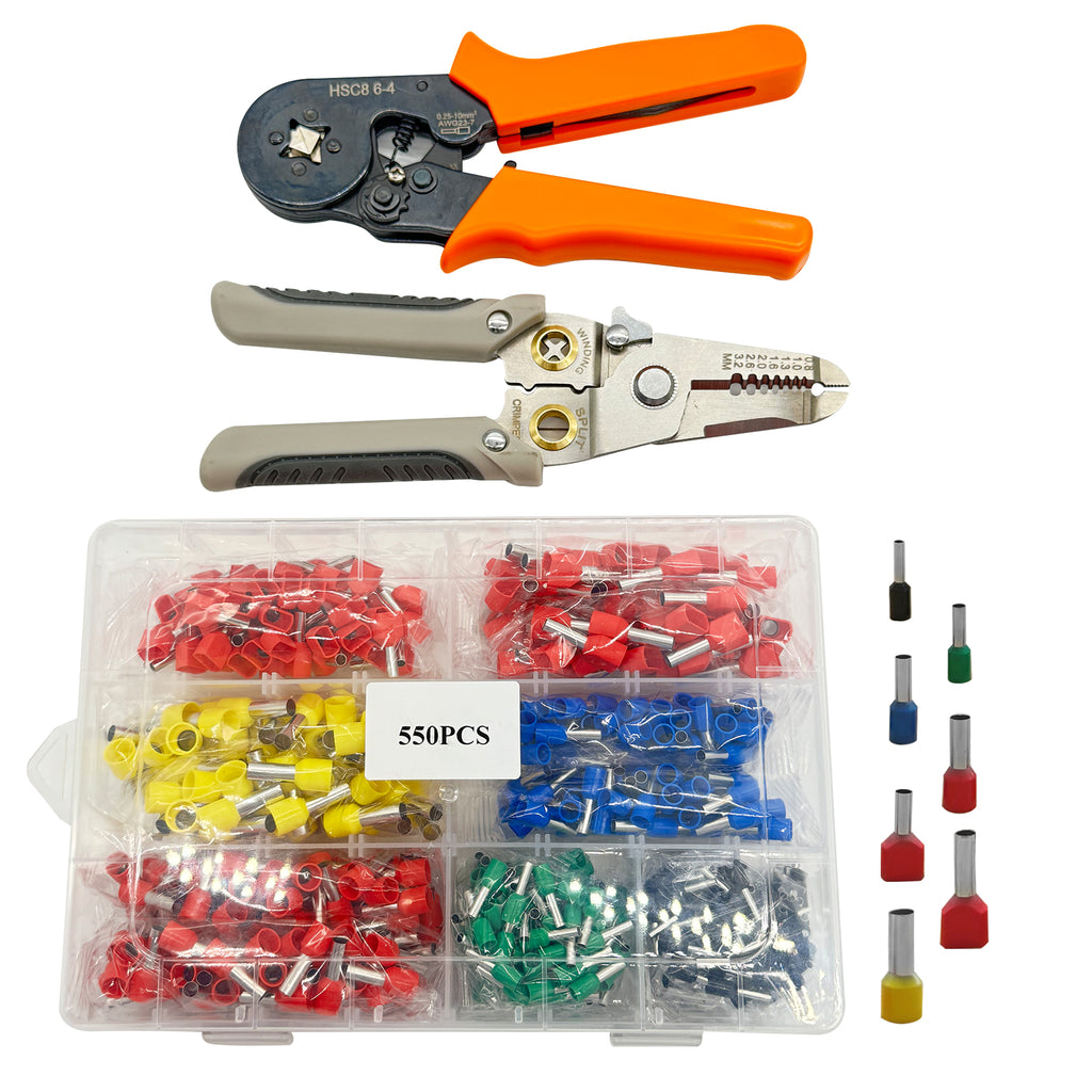 550 Pcs Crimp Pliers Wire Stripper Set With Insulated Terminal Connectors