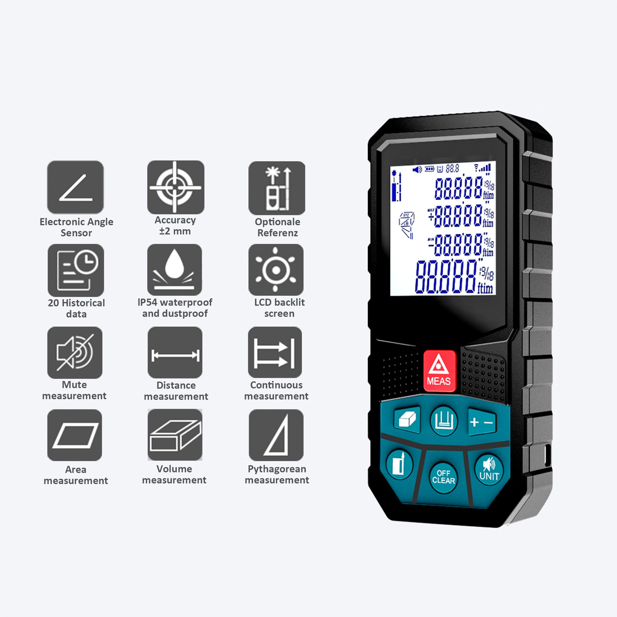 Infrared Digital Laser Measure 164 Feet Distance Device(50 Meters ...