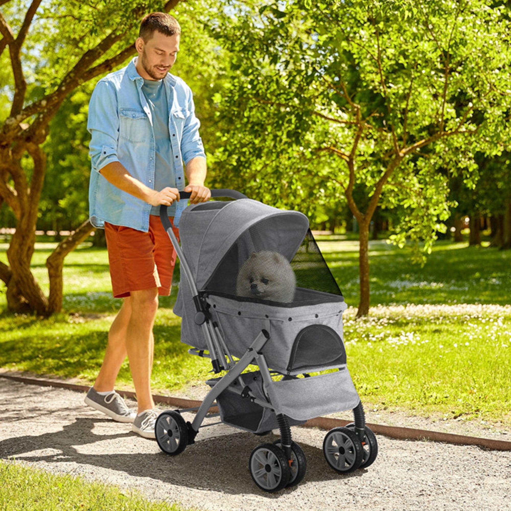 Mix Box Foldable Bi-directional Push Pet Stroller For S/M Sized Cat Do ...