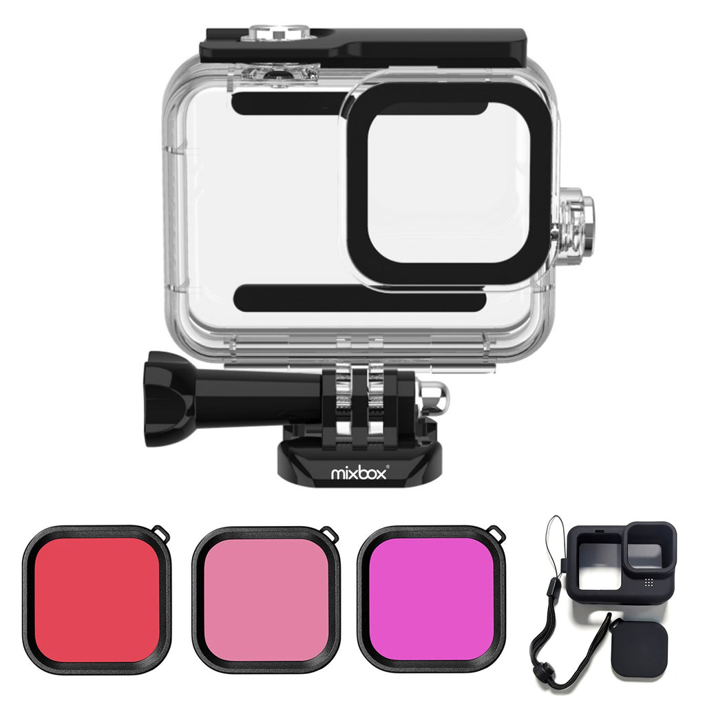 Mix Box GoPro Hero 9/10/11/12 Waterproof Dive Housing Case with 3 Lenses