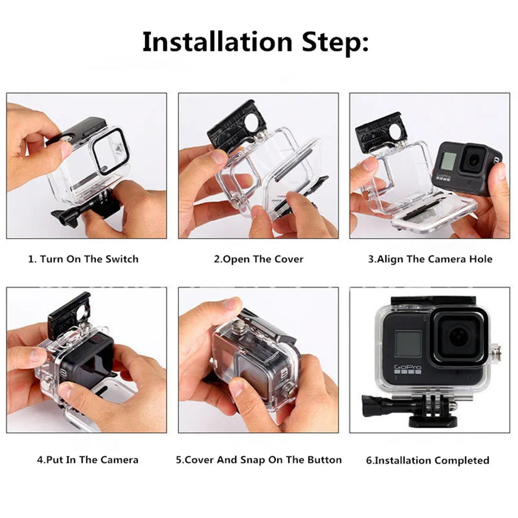 Mix Box GoPro Hero 9/10/11/12 Waterproof Dive Housing Case with 3 Lens ...