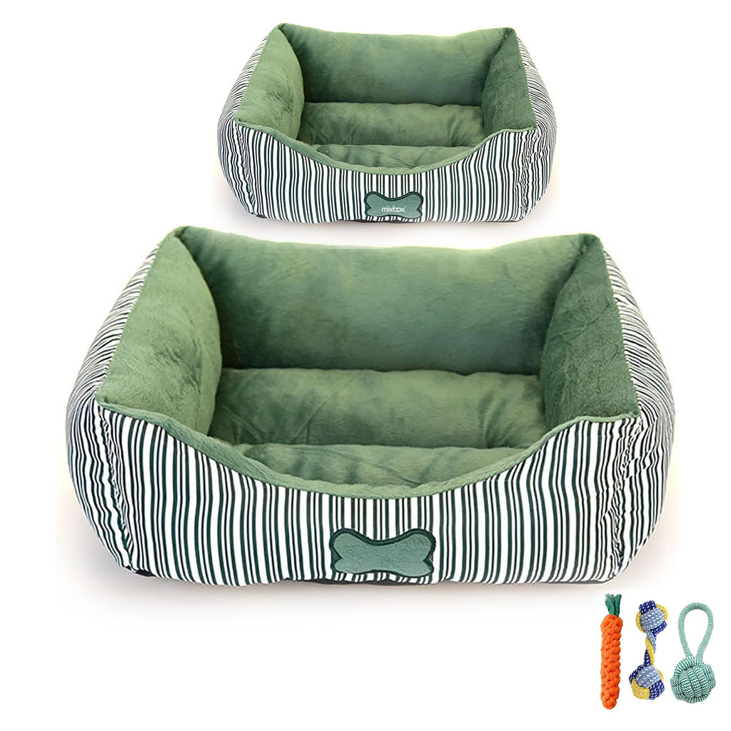 Mix Box 2 Piece Pet Plush Cushion Bed & 3Pcs Dog Rope Toy Set