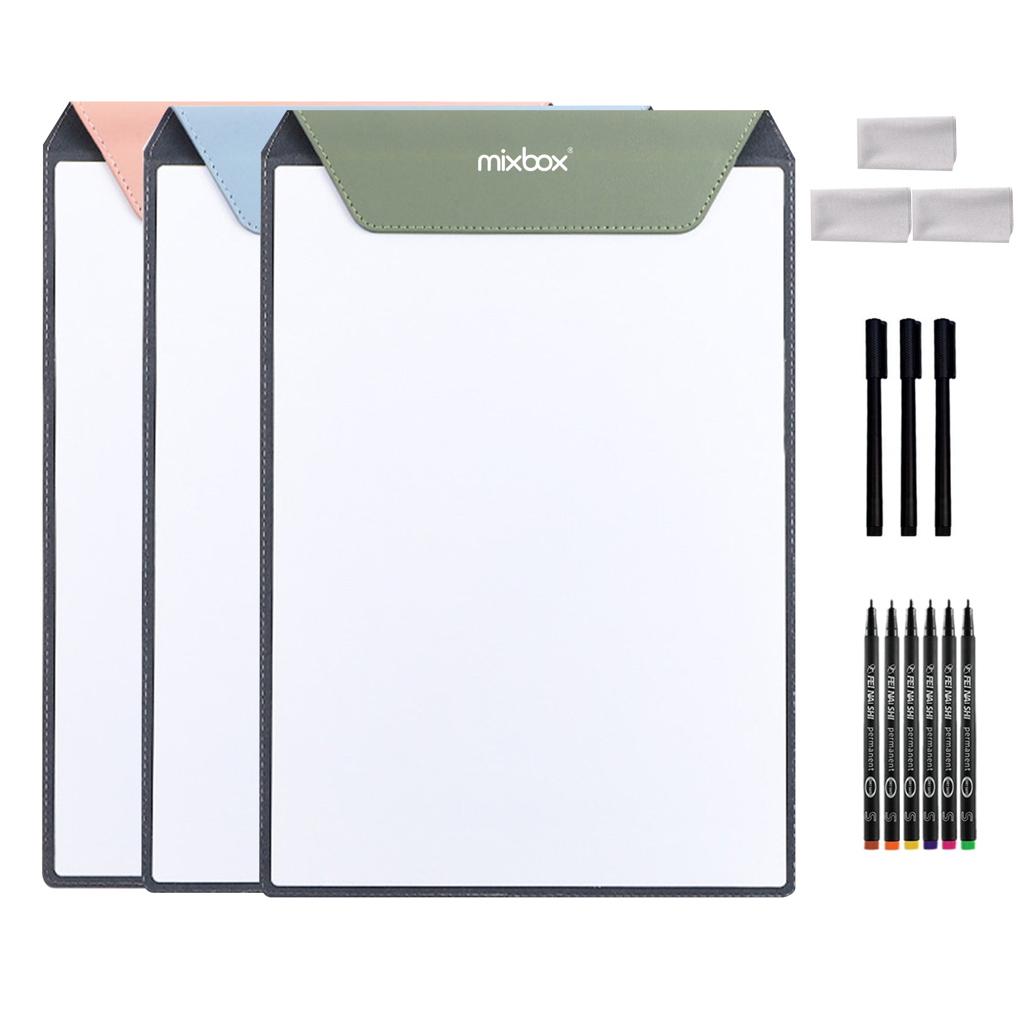 Mix Box 3 PCs A4 PU Magnetic Handheld Whiteboard File Clipboard Set ...
