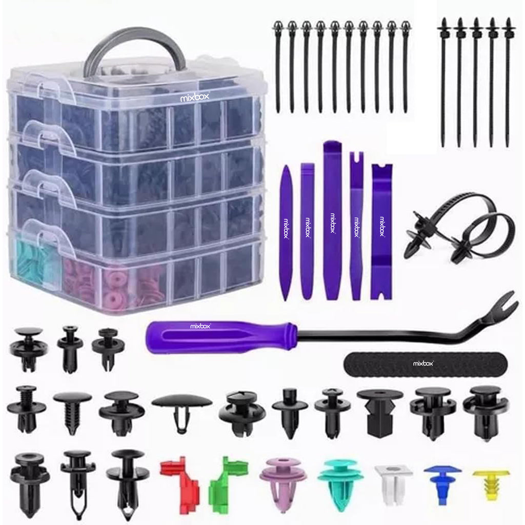 Mix Box 1211 PCs Auto Retainer Plastic Fastener Clips &  Removal Tool Kit