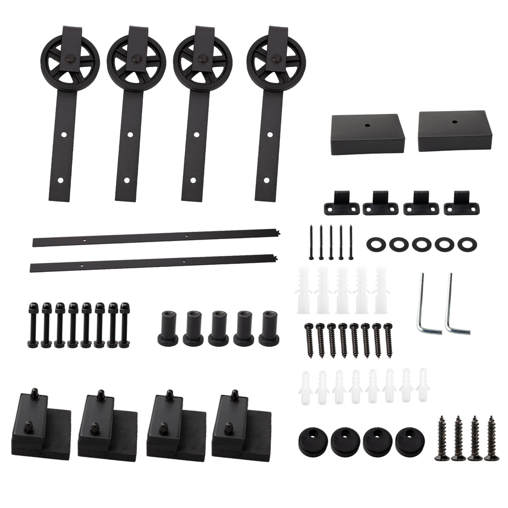 Double Door Sliding Barn Door Track Hardware Kit - 2m