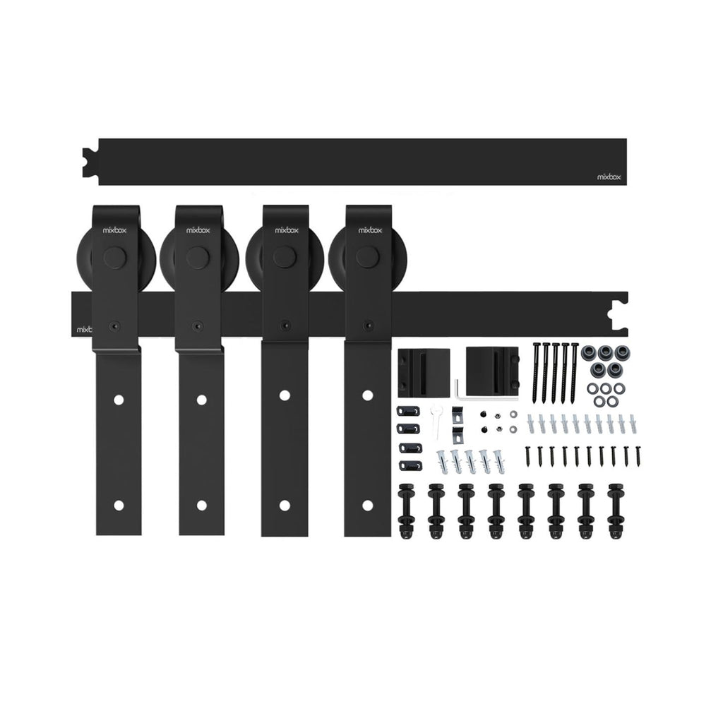 Mix Box Single Track Double Door Sliding Barn Door Track Hardware Kit - 2m