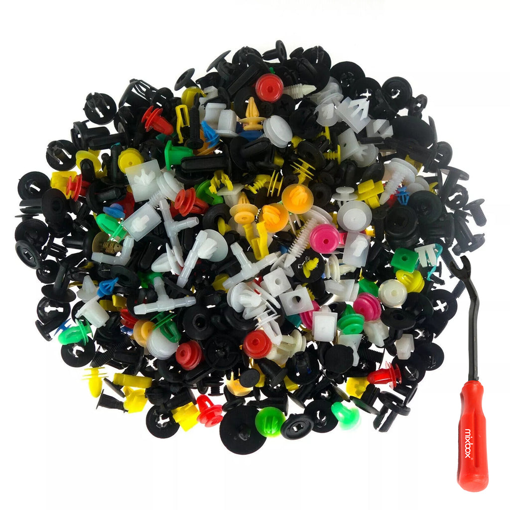 Mix Box 500 Pieces Replacement Car Retainer Clip with Removal Tool Set