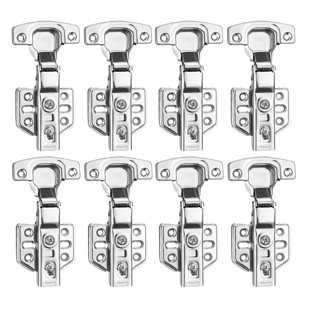 8PCs Stainless Steel Cabinet Door Hydraulic Half Overlay Mute Damping Hinge
