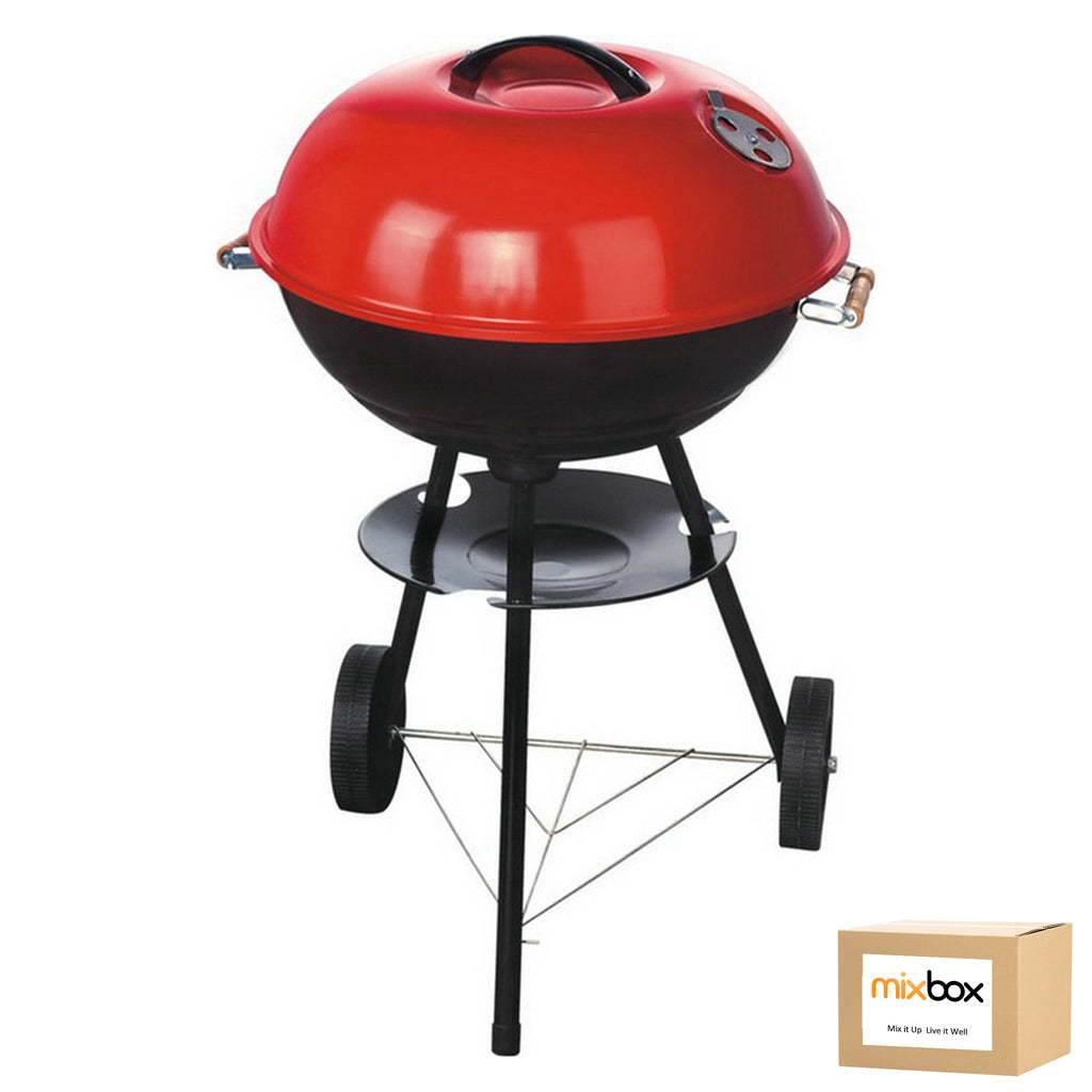 Mix Box 43cm Portable Kettle Charcoal Braai Grill with Wheels