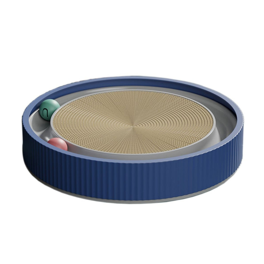 Round Cat Scratcher Turbo Board with Toy Ball Track for Indoor