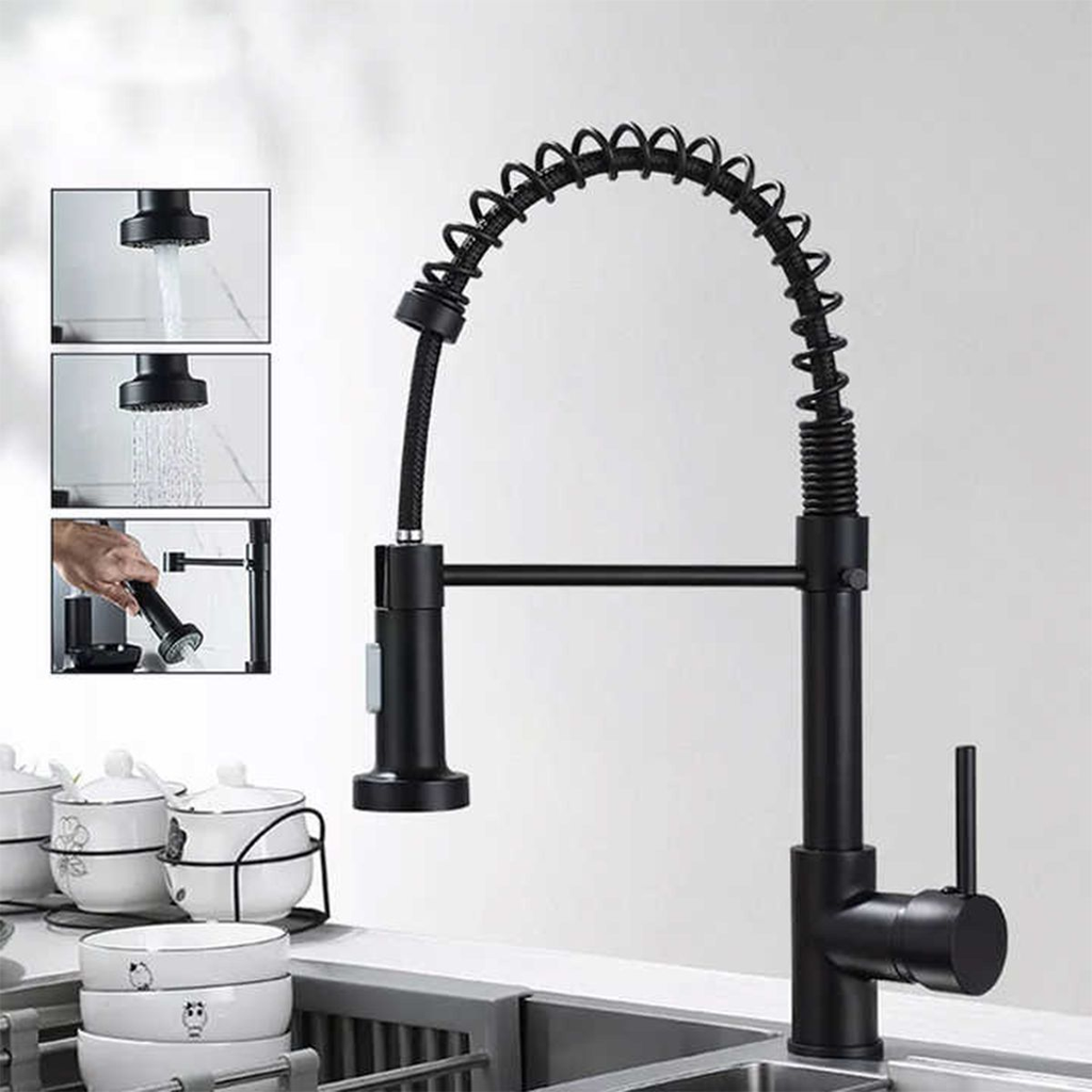 Pulling Out 304 Mixer Tap Rotating Spring Faucet With Hose – HEARTDECO