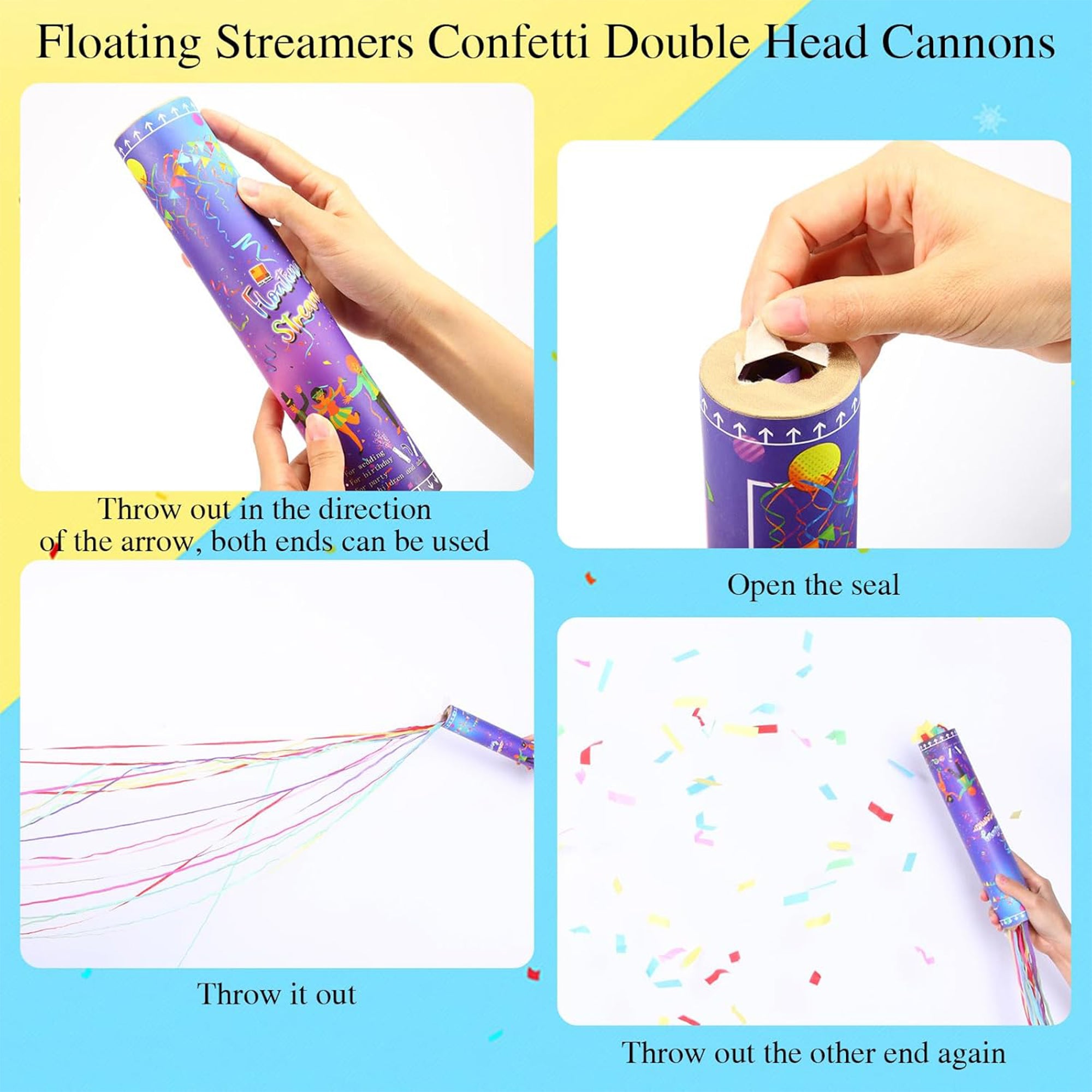 Hand Throwing Streamers And Confetti Ribbons Launcher Wand - 8 Pack ...