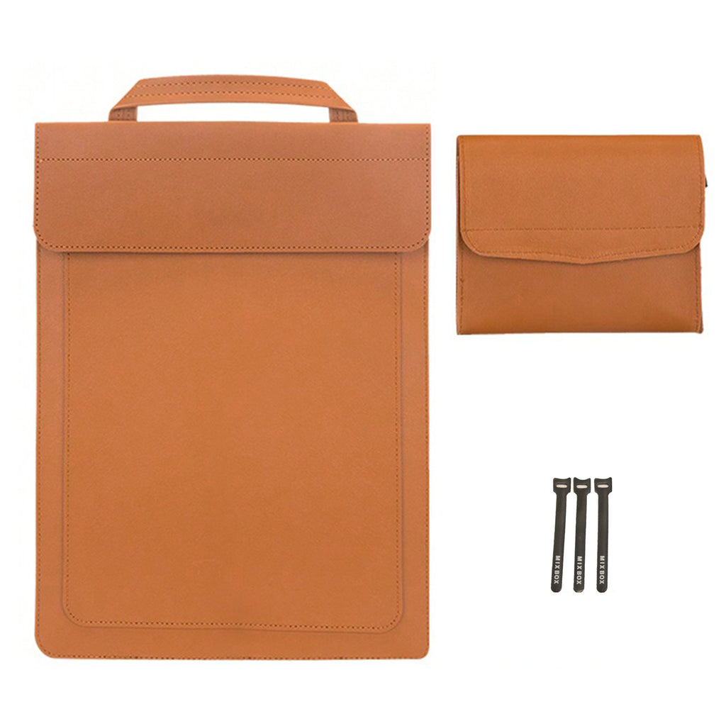 Mix Box Leather Business 14 Laptop Handbag with Accessory Bag