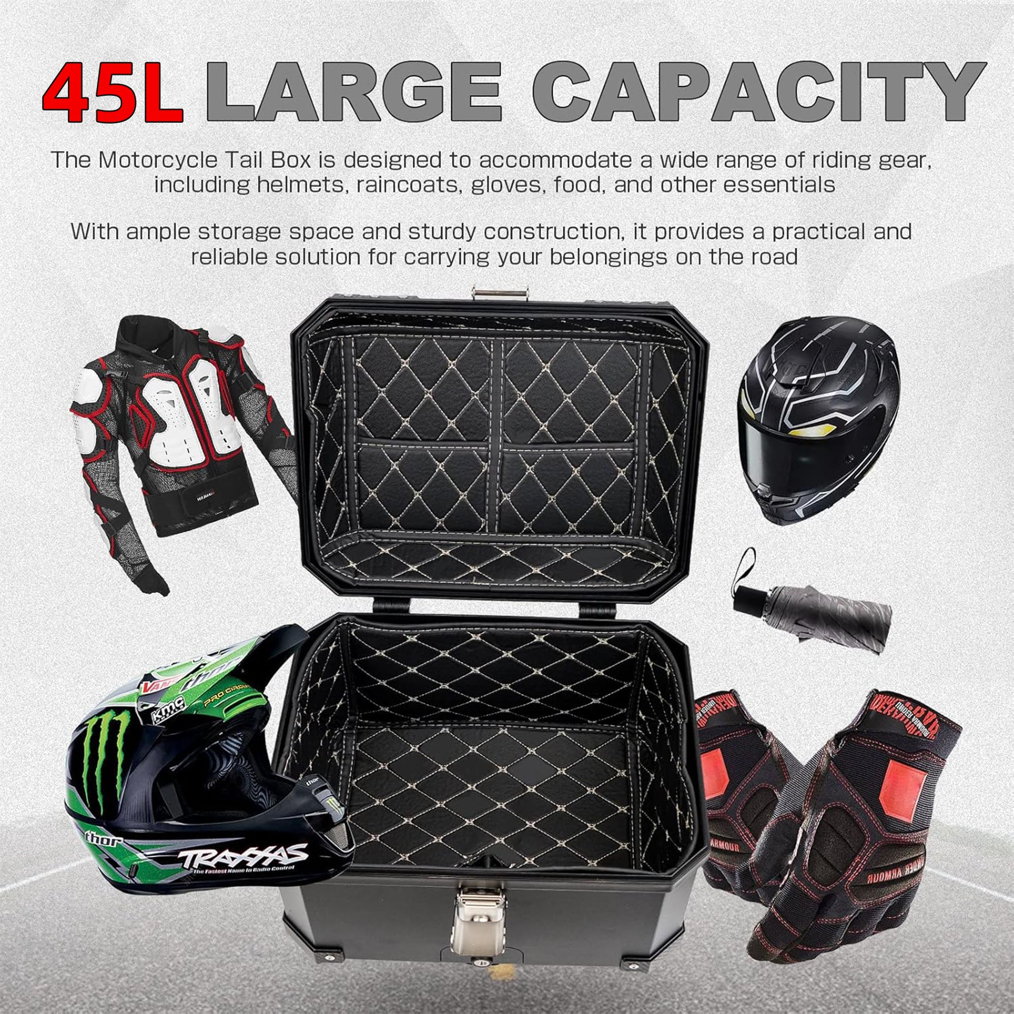 Compact Tail Case MixBox Motorcycle Tail Case PU Liner Protector For 45L Motorcycle Tail ...