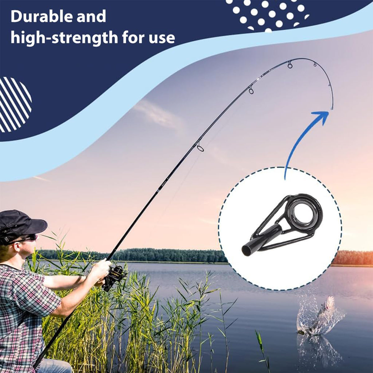 80 PCs Fishing Rod Stainless Ceramic Guide Rod Rings Kit -8 Sized ...