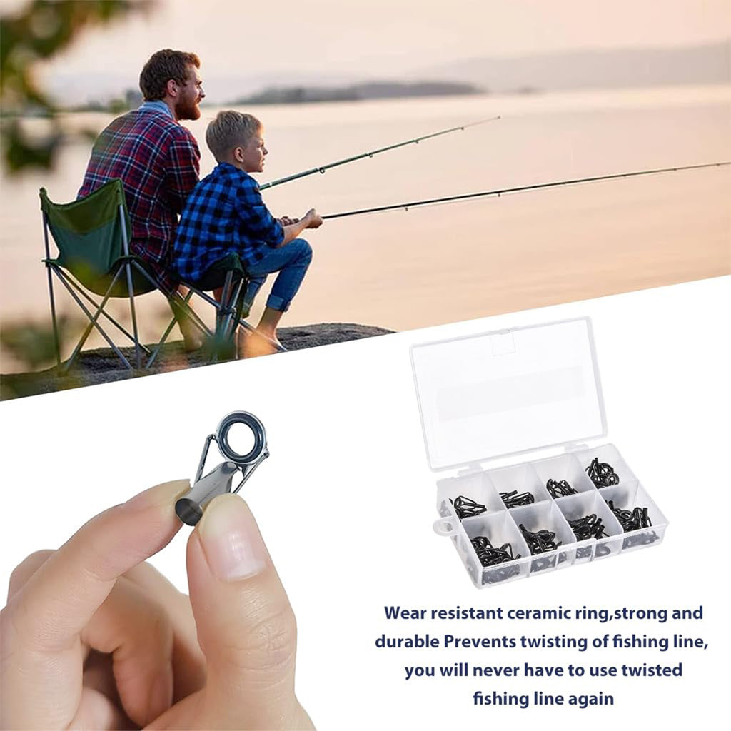 80 PCs Fishing Rod Stainless Ceramic Guide Rod Rings Kit -8 Sized ...