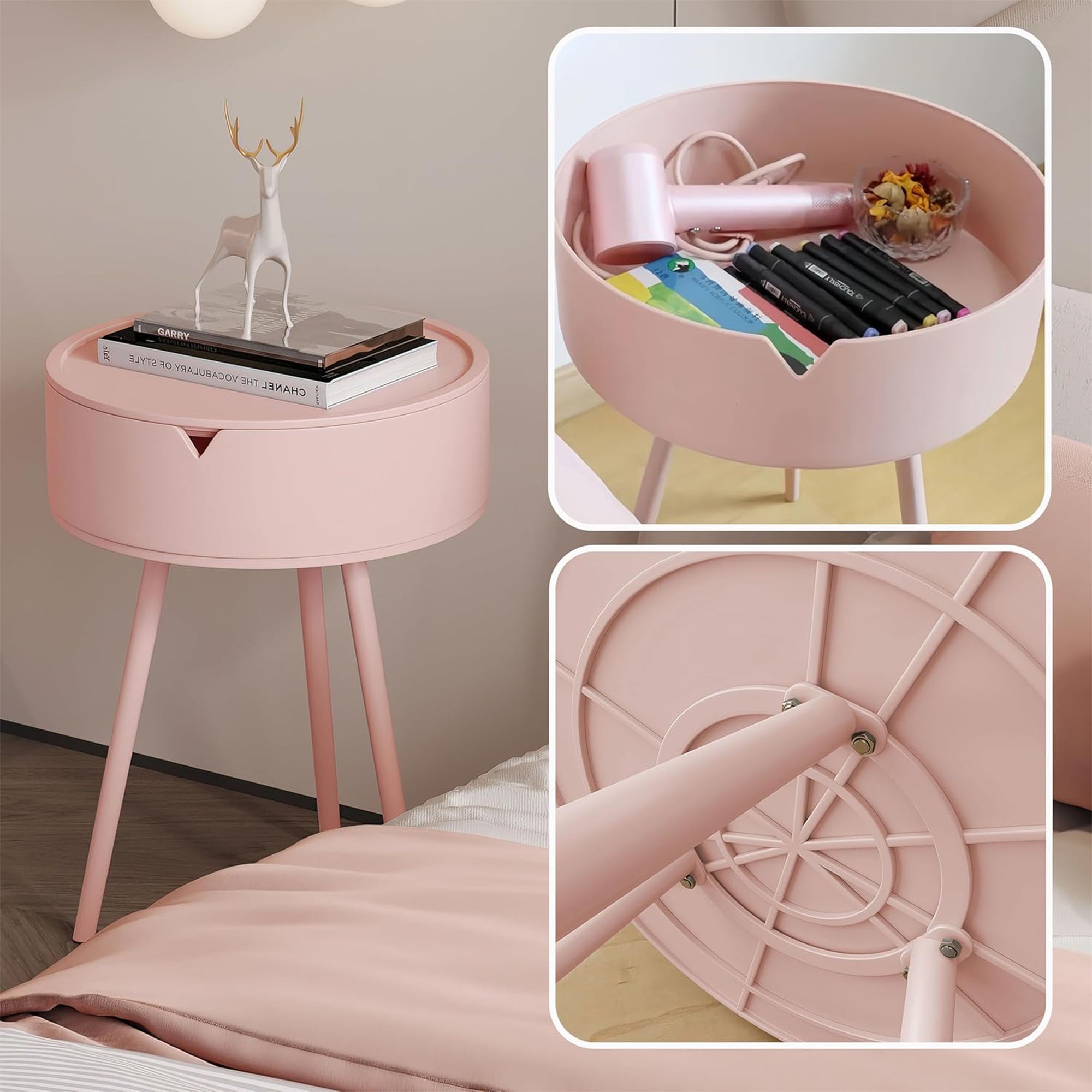 Mix Box Bedside Table Side Table Round,40cm Wide – HEARTDECO