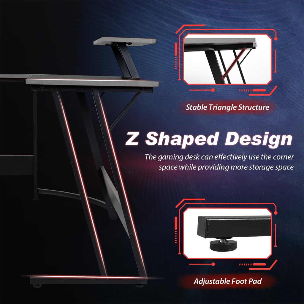 Carbon Computer Stand Carbon Fiber Corner Computer Desk Gaming Desk with 2 Monitor Stand ...