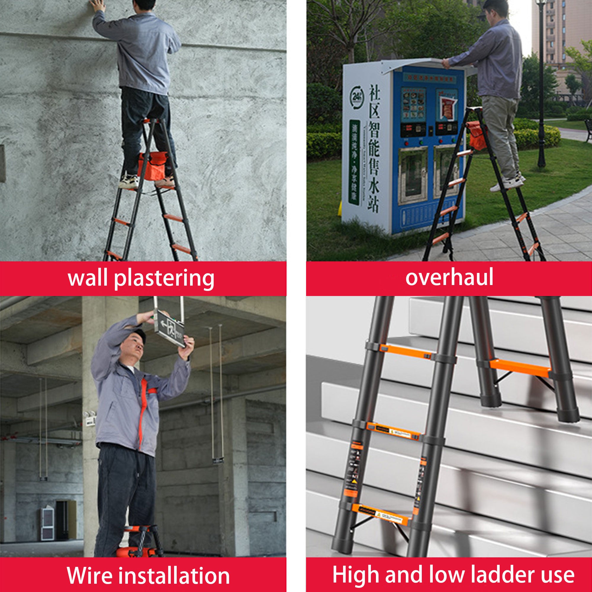 Mix Box 5-Step Telescopic Ladder Portable Aluminum Extension Ladder ...