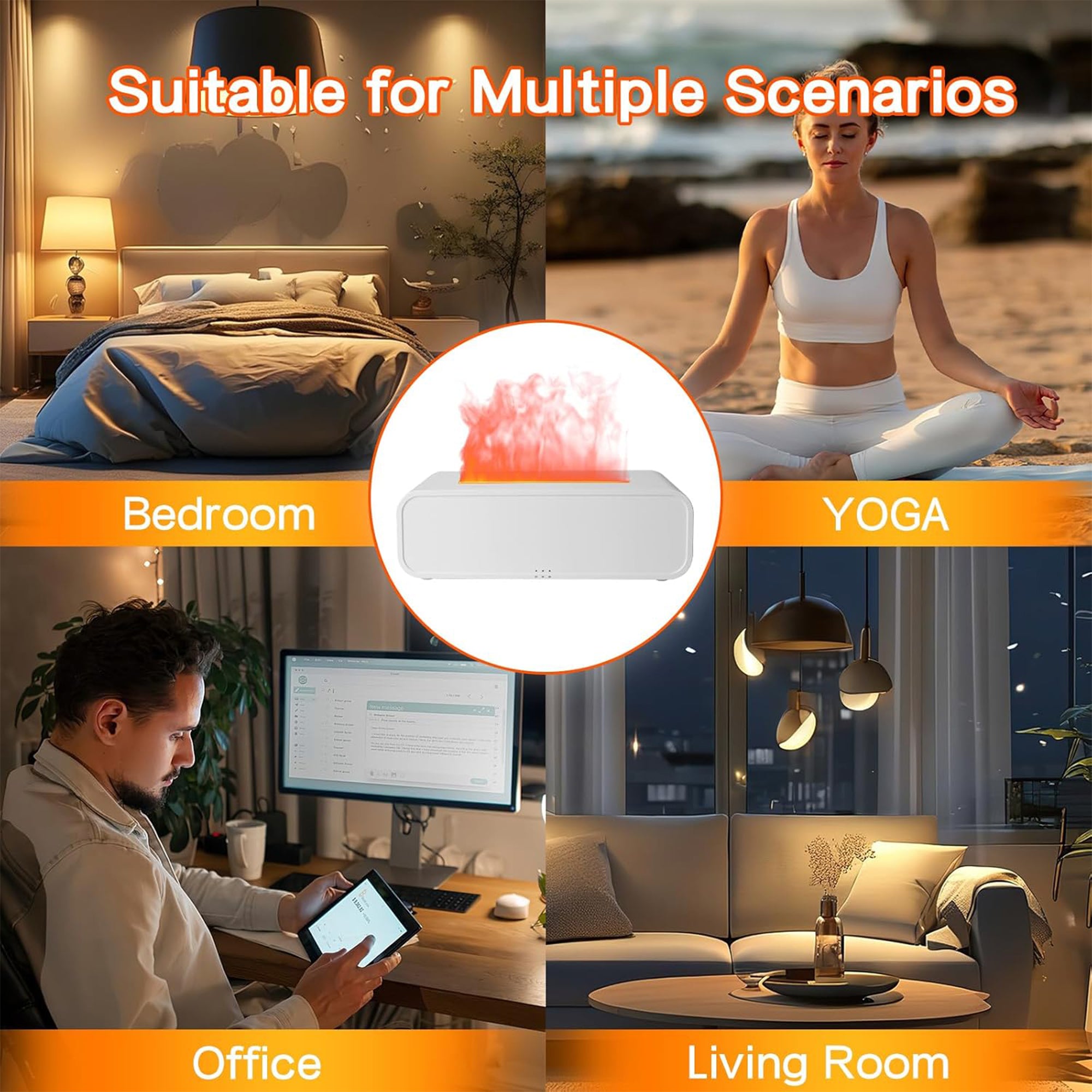 Mix Box Essential Oil Diffuser, Music Sync Fire Flame Aromatherapy Dif ...