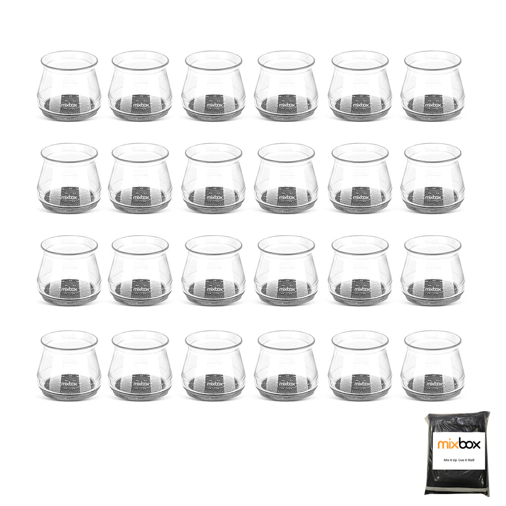 Mix Box 24 Pcs Silicone Felt Chair Leg Floor Protectors Covers