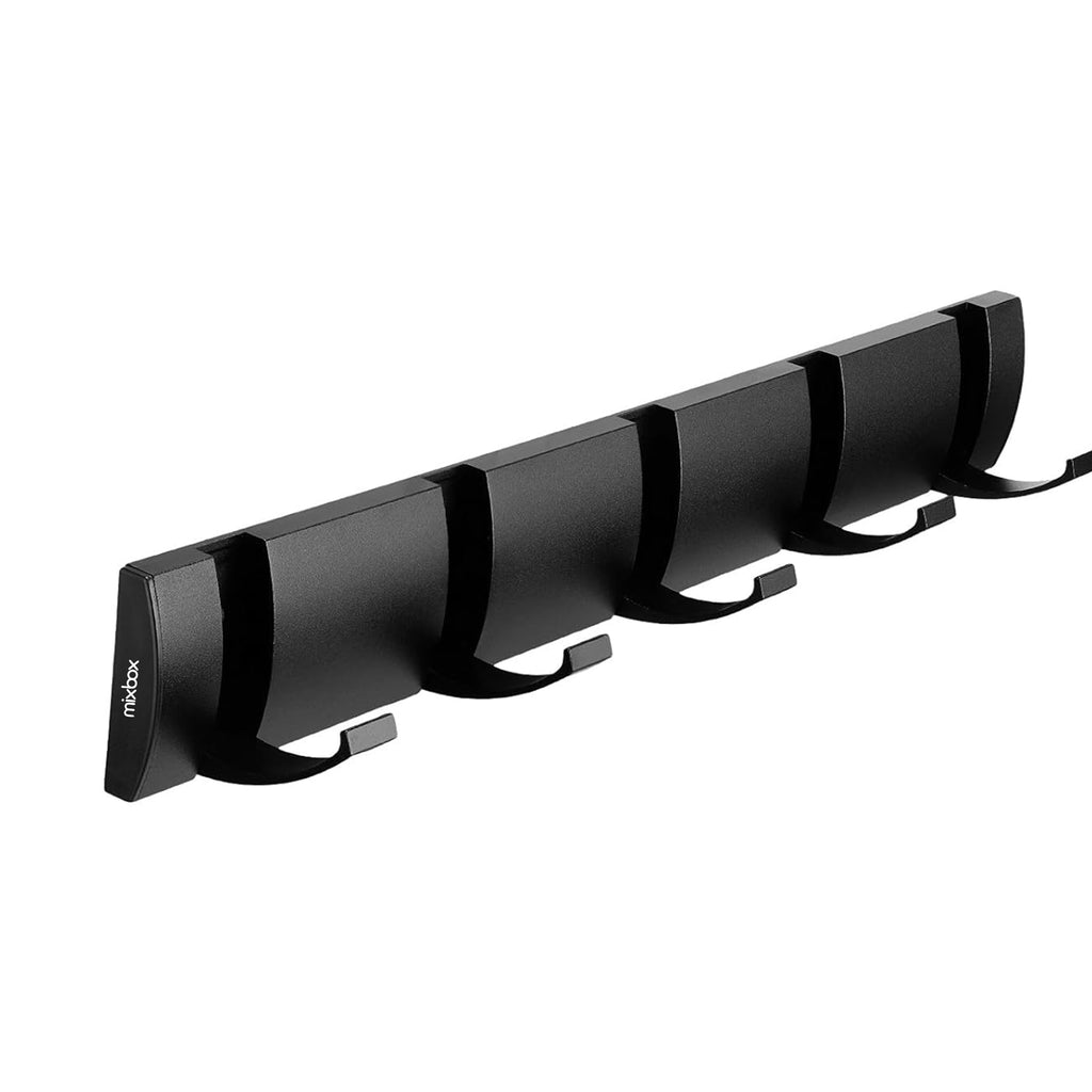 Mix Box Metal Hideaway Towel Hanger Coat Rack Wall Mount with 5 Hooks-40cm