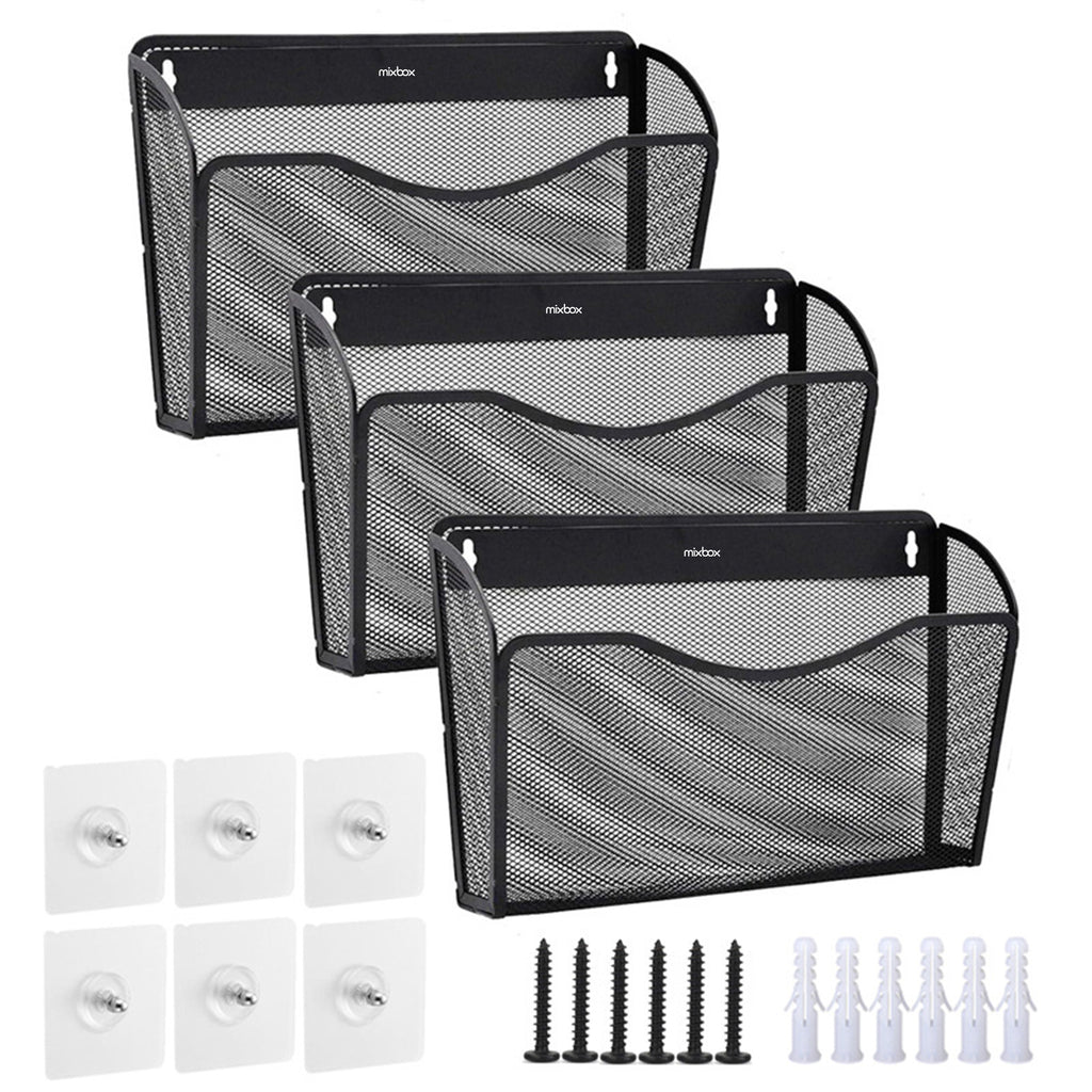 Mix Box 3 Pack Metal Mesh File Organizer,Wall Mounted