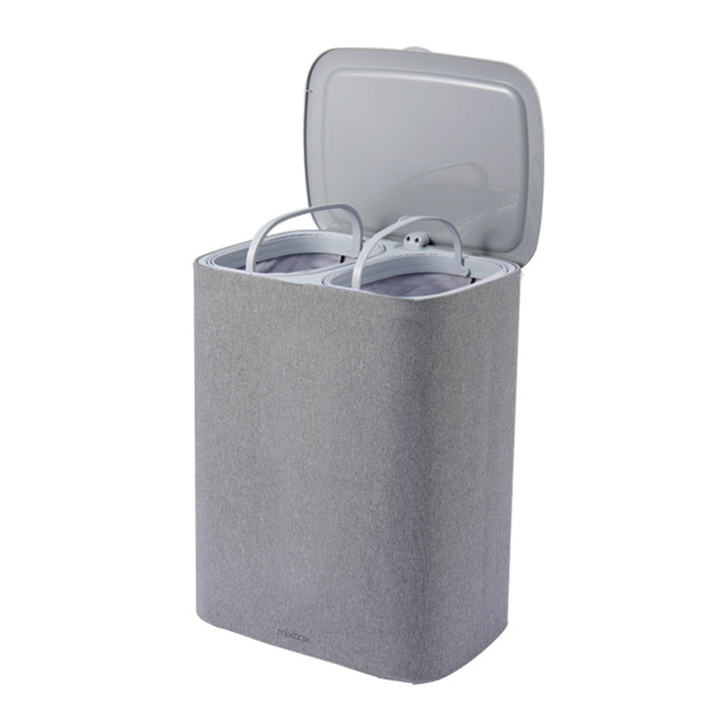 Mix Box Laundry Basket with Lids - 90L,2 Section with Removable Fabric Bag