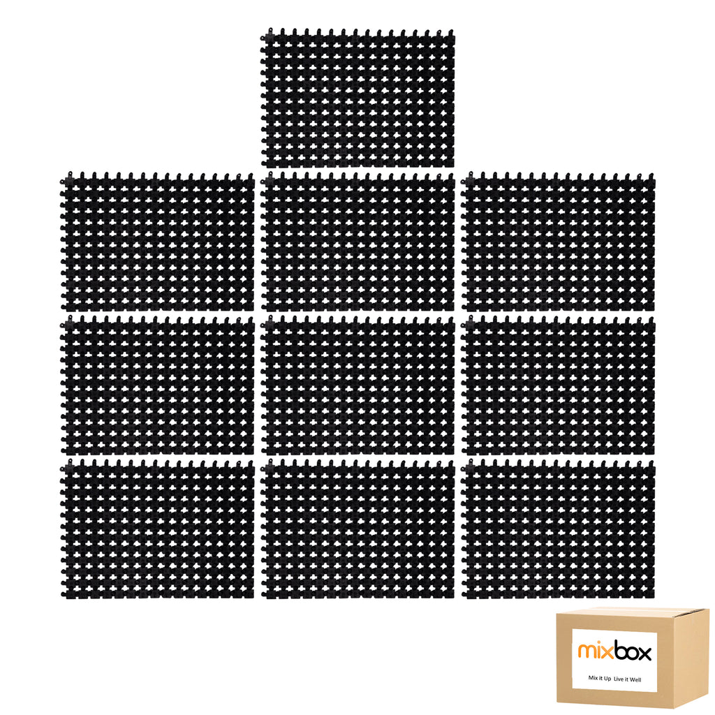 Mix Box Interlocking PVC Rubber Floor Tiles with Drain Holes(10 PCs)