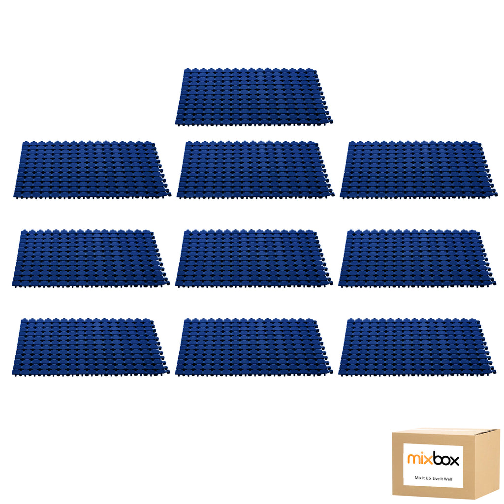 Mix Box Interlocking PVC Rubber Floor Tiles with Drain Holes(10 PCs)