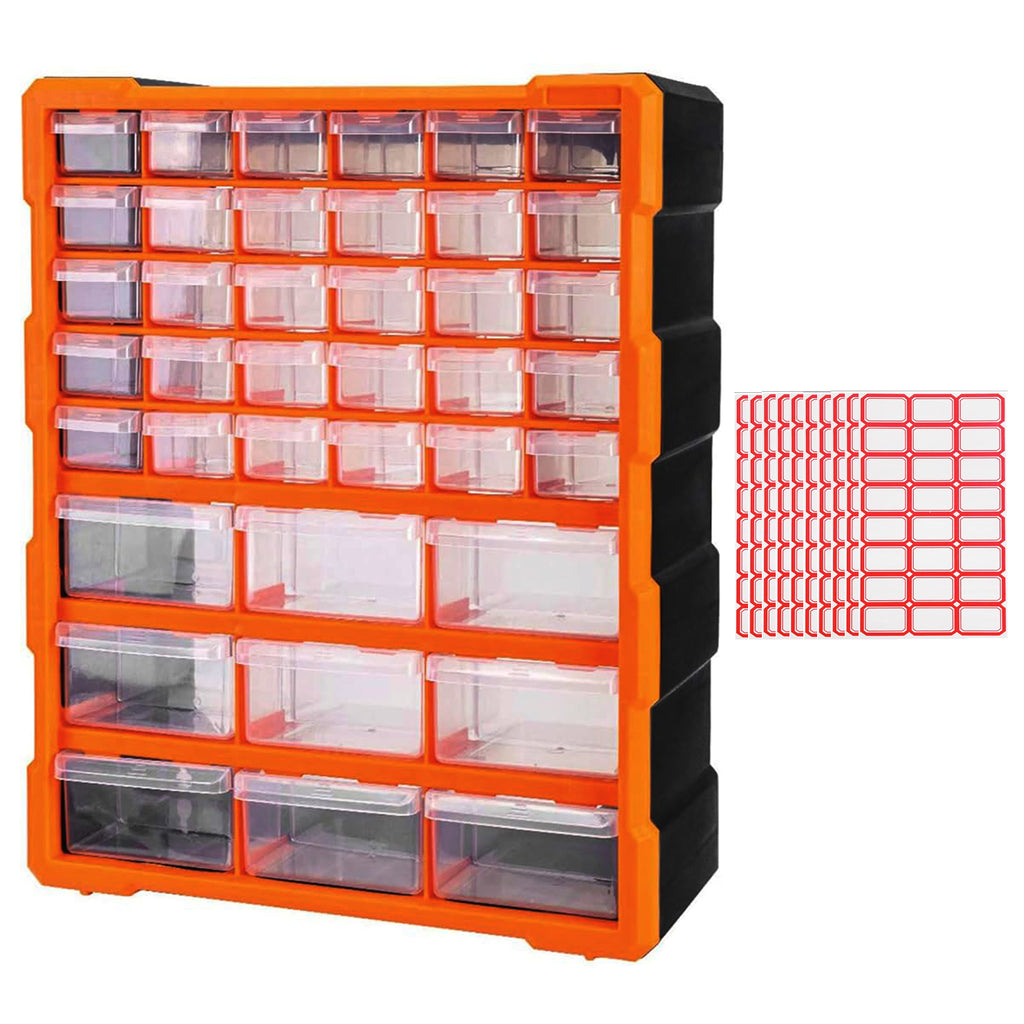 Tool Organizer Storage Box 39 Compartment Drawer Kit with 240 lable
