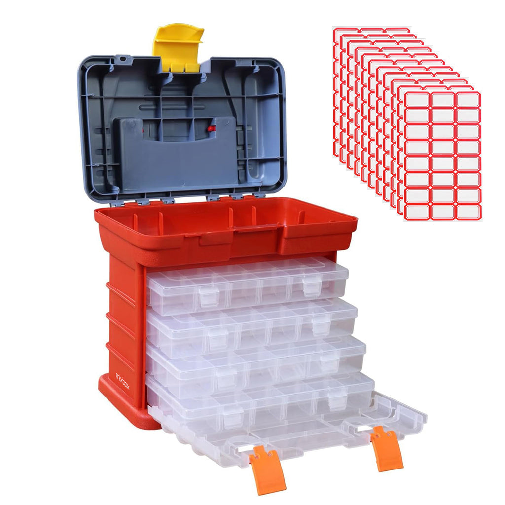 Mix Box Plastic Heavy Duty Handheld Tool Organizer Storage Box,4 Drawers