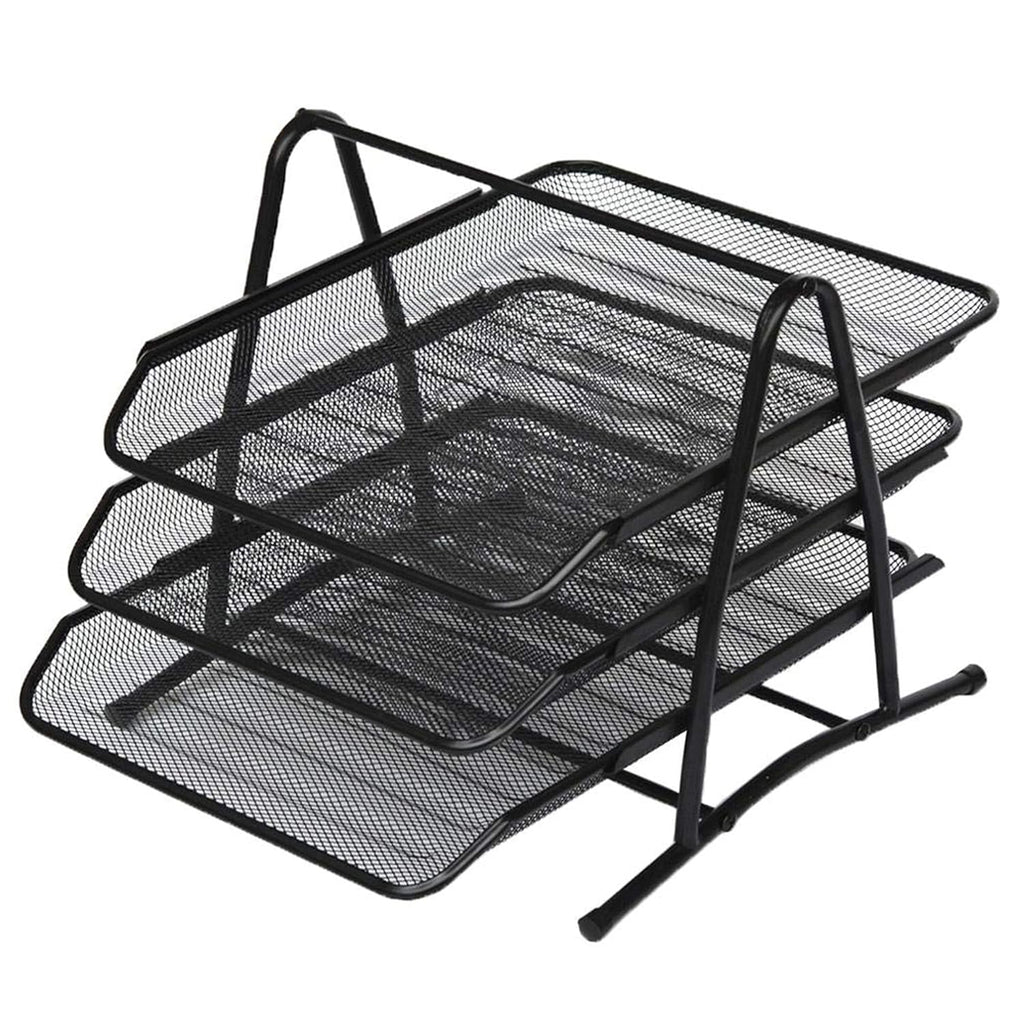 Mix Box Desktop Wire Mesh File Organizer Tray- 3 Tier