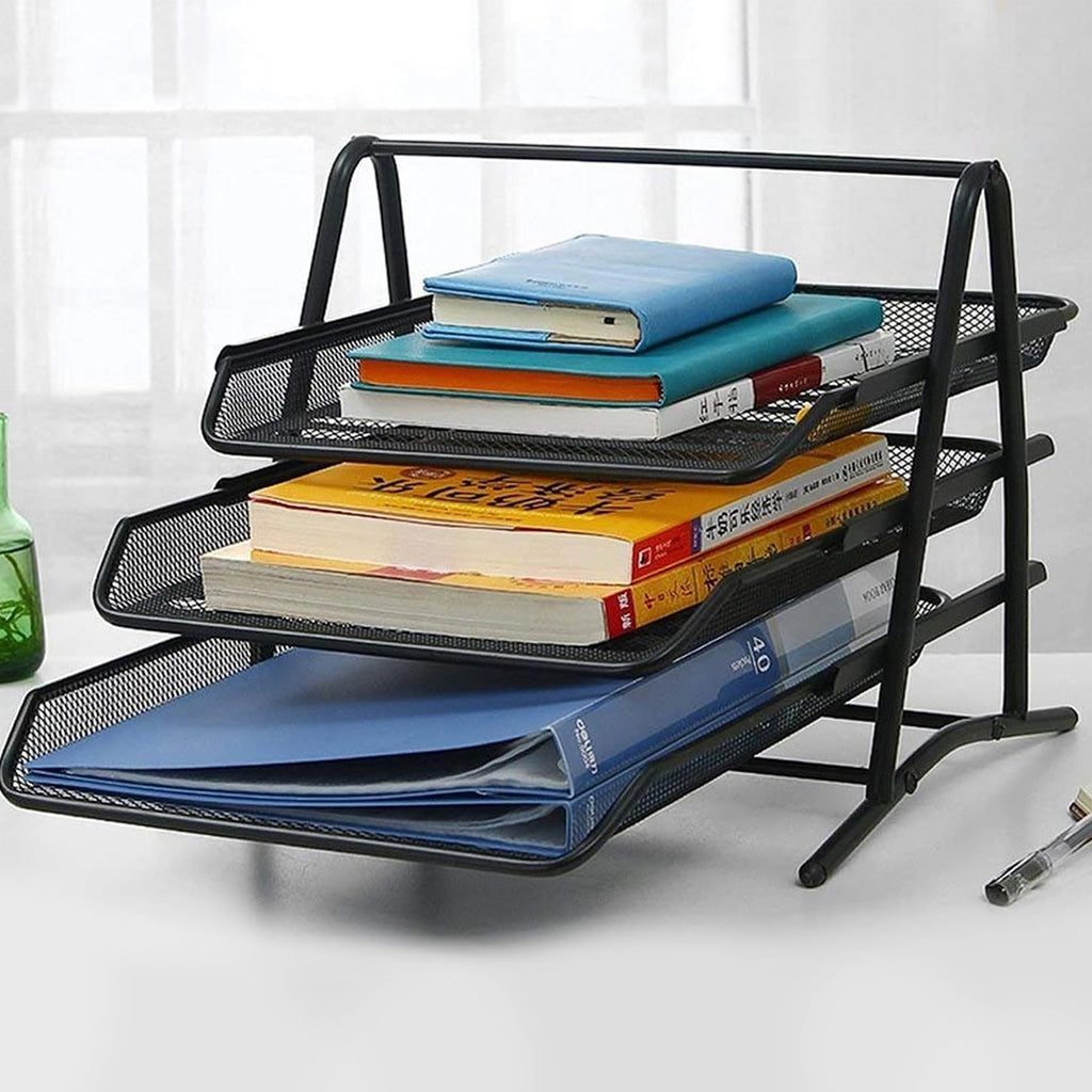 Mix Box Desktop Wire Mesh File Organizer Tray- 3 Tier – HEARTDECO