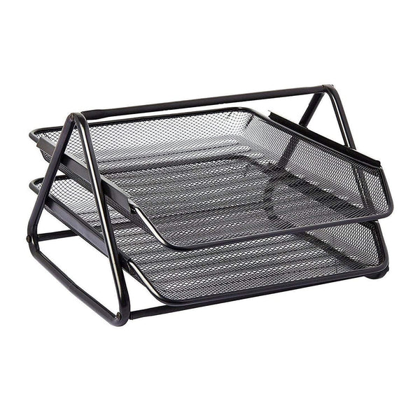 Mix Box Desktop Wire Mesh File Organizer Tray- 2 Tier