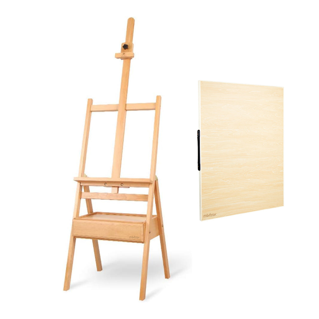Mix Box Folding Portable Wood H-Frame Easel with Separate Drawer Set