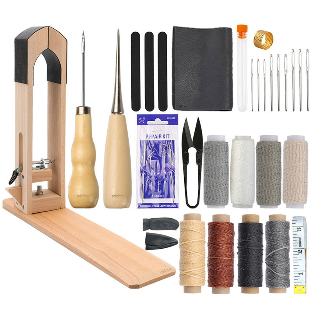 Mix Box Wood Leather Craft Sewing Pony Horse Clamp DIY Craft Stitching Kit