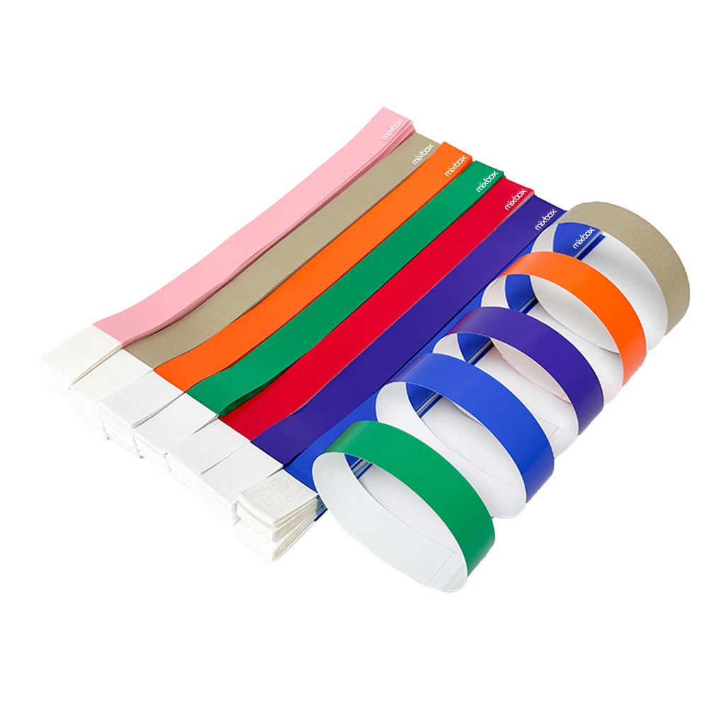 Mix Box Paper Ticket Wristbands for Event/Concert/Party (600 PCS) - Color Mixing