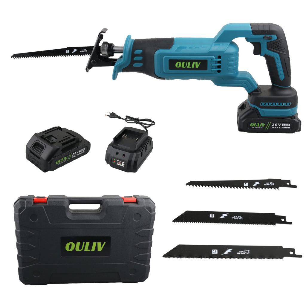 OULIV Brushless Cordless Lithium Ion Reciprocating Saw Kit with 1 Blade