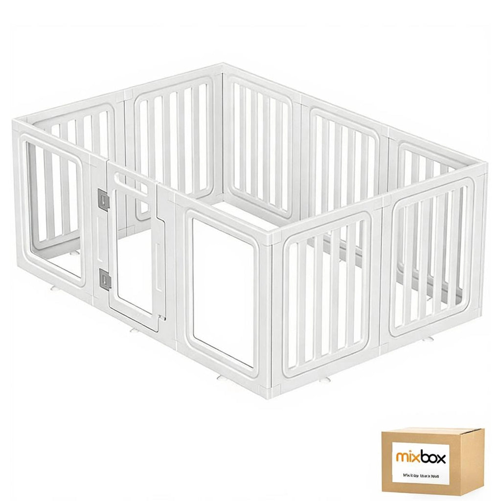 Mix Box Acrylic Dog Playpen Indoor Pet Fence with Door Lock for S/M Pet