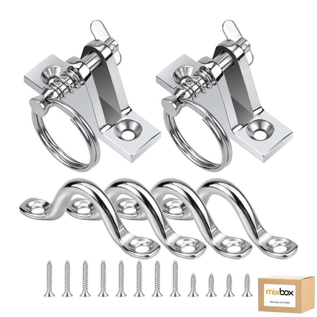 Mix Box 2 Pack Stainless steel Bimini Top Deck Hinge Kit