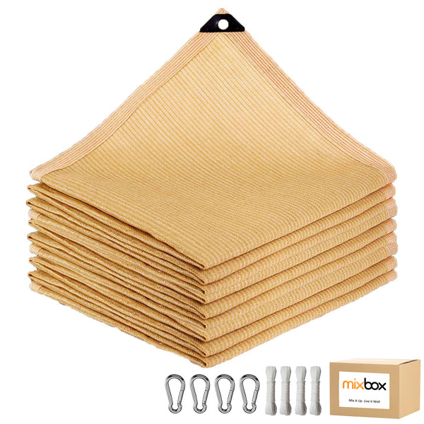 Mix Box 3m x 5m Heavy-Duty Sun Shade Net Kit- 90% UV Block,Beige